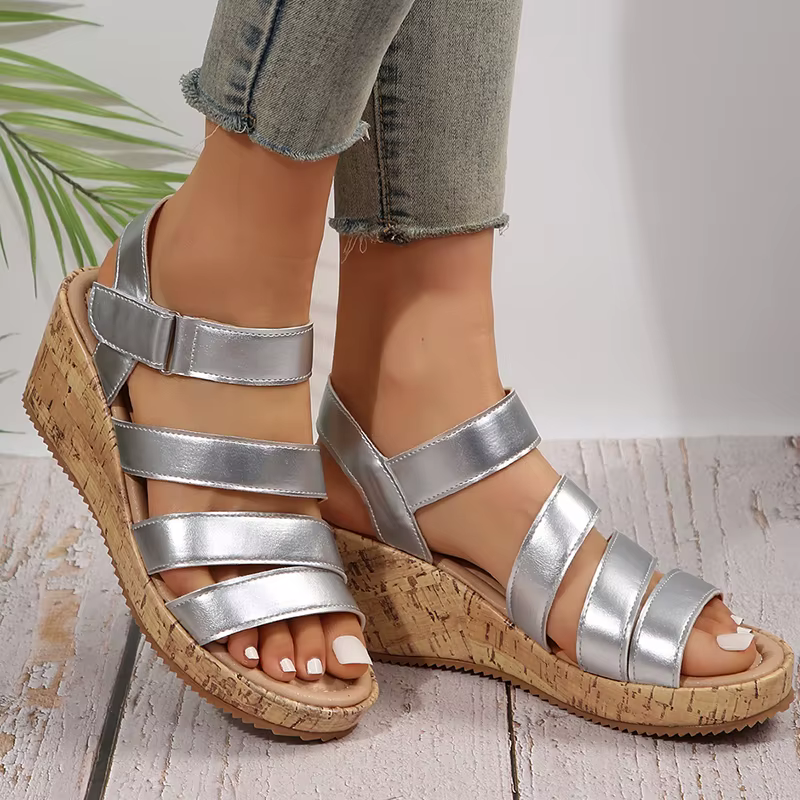 Elegant Roman Style Peep Toe Platform Thick Bottom Wedge Sandals - Image 4