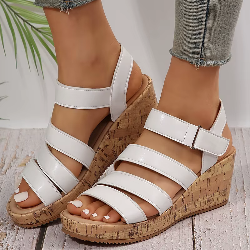 Elegant Roman Style Peep Toe Platform Thick Bottom Wedge Sandals - Image 5