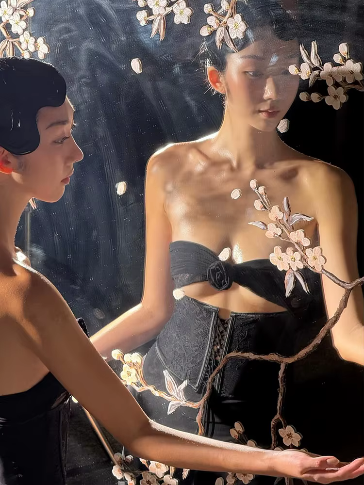 Elegant Shirring Fishtail Ruffles Patchwork Bandage Hollow Maxi Dress - Image 16