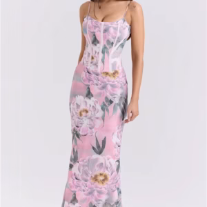 Elegant Spaghetti Strap Floor-Length Backless Sleeveless Maxi Dress