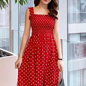 Elegant Square Neck Mid-Calf Sleeveless Chiffon Long Dress