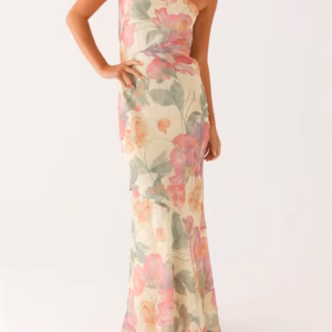 Elegant Strapless Off Shoulder Floral Print Long Maxi Tube Dress