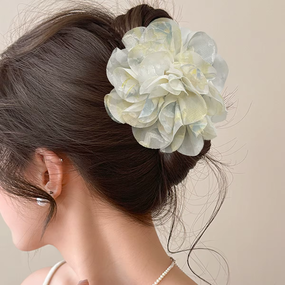 Elegant Sweet Mesh Flower Hair Claw Hair Clip for Shark Clip