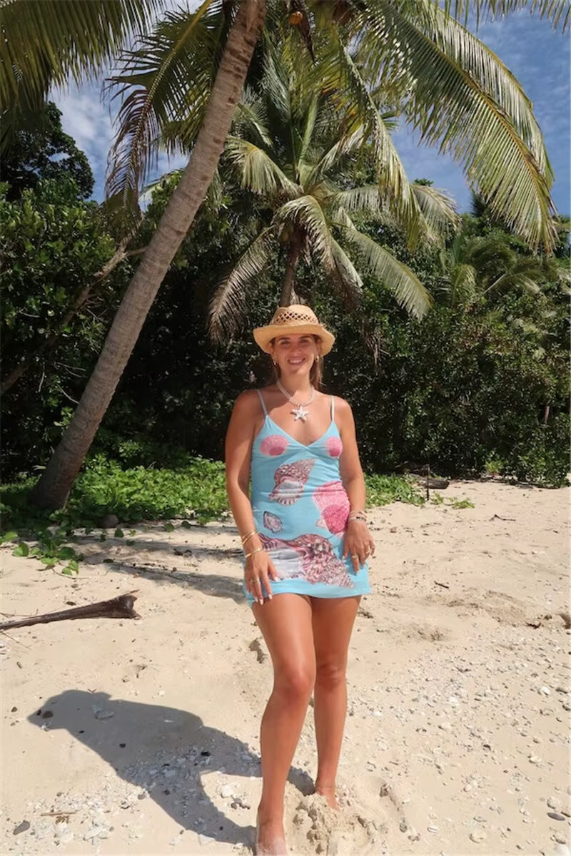 Elegant V Neck Sleeveless Backless Spaghetti Strap Floral Print Mini Dress - Image 21