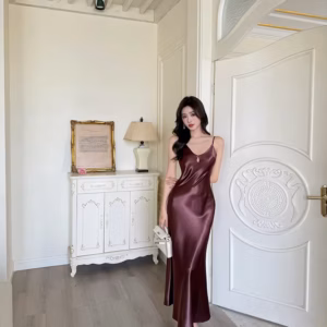 Elegant V-neck Hollow Out Spaghetti Strap A-line Chic Party Long Maxi Dresses