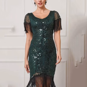 Elegant Vintage Mesh Sequin Rhinestone Bodycon Midi Prom Dresses