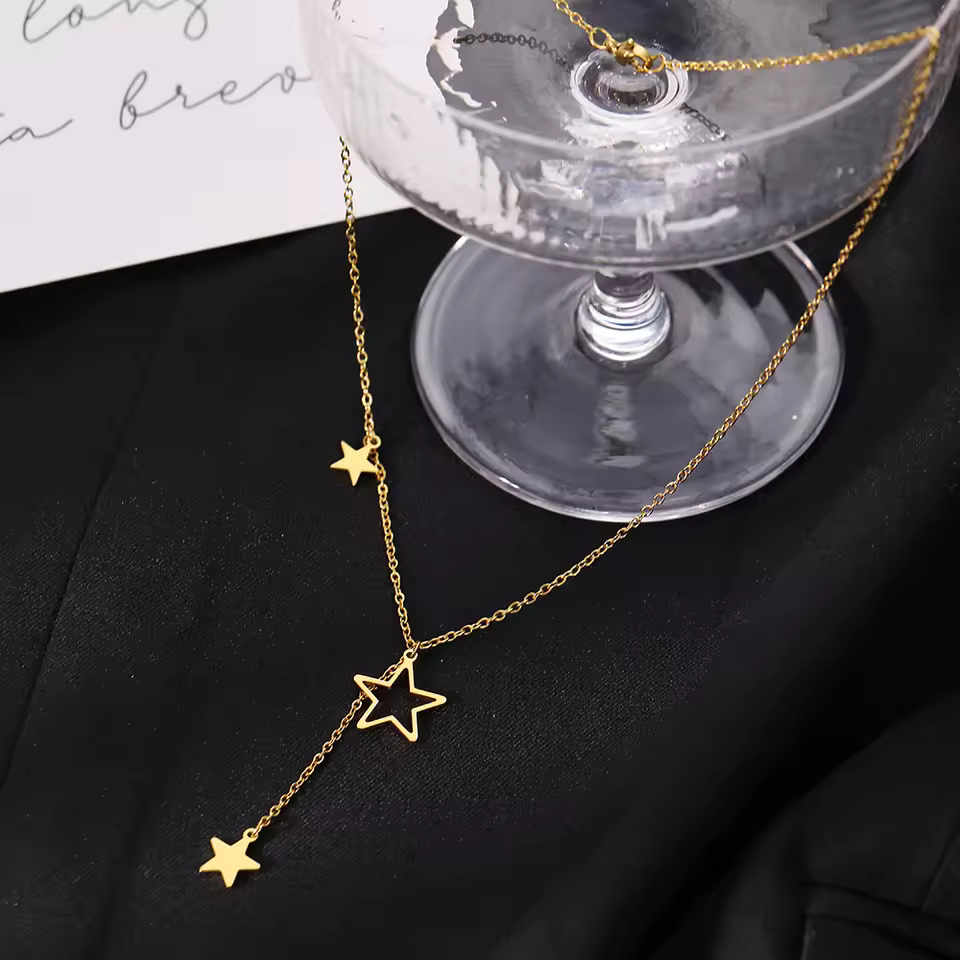 Exquisite Stars Tassel Stainless Steel Pendants Chain Everyday Wear Necklace - Image 3