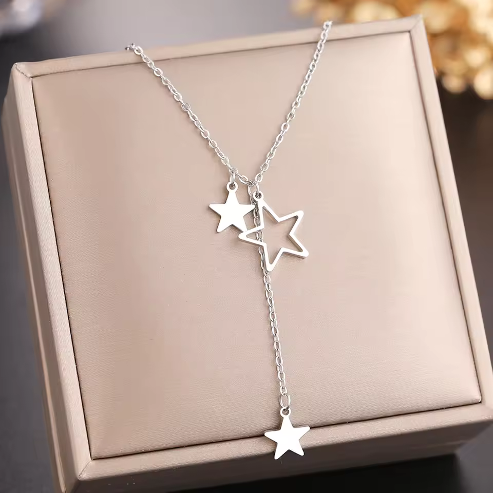 Exquisite Stars Tassel Stainless Steel Pendants Chain Everyday Wear Necklace - Image 6