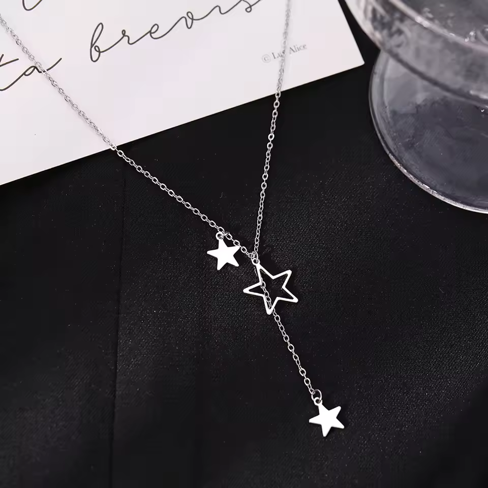 Exquisite Stars Tassel Stainless Steel Pendants Chain Everyday Wear Necklace - Image 5