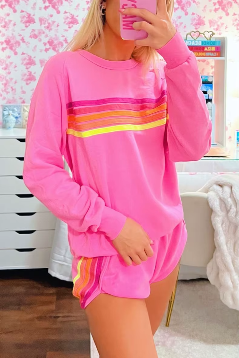 Fashion Casual Long Sleeve Sweatershirt Loose Sports Shorts Tracksuit Suit 2 Piece Set - Image 5