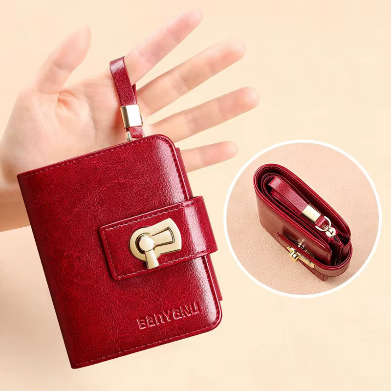 Genuine Leather Tri Fold RFID Blocking ID Card Holder Zipper Coin Purse - Image 2