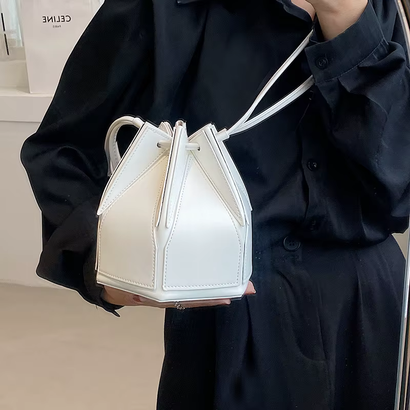 Geometric Folding No Pocket Versatile Satchel Bucket Bag