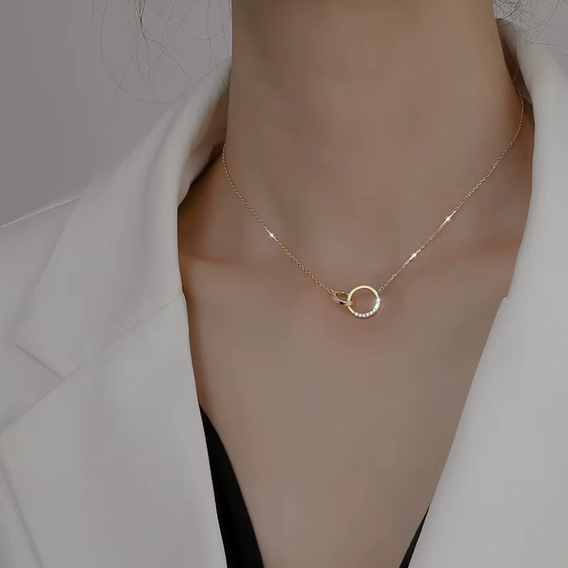 Geometric Shape 925 Sterling Silver Round Zirconia Charm Pendant Choker - Image 4