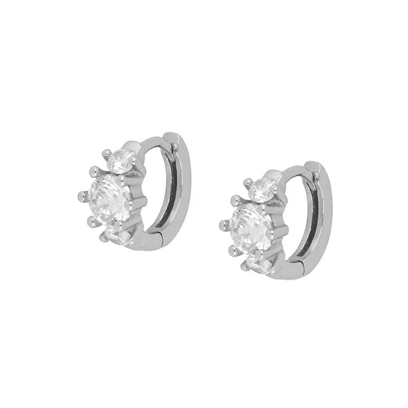 Geometric Zircon Clip Stud Hoop Drop Dangle Earrings