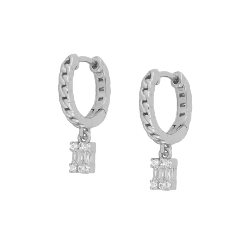 Gold Plated Copper Zircon Clip Stud Hoop Earrings