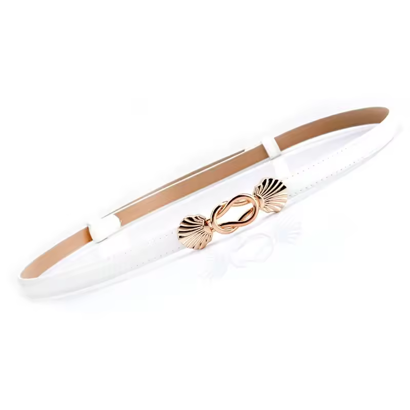 Golden Buckle Patent Real Leather Waist Belts for Dress