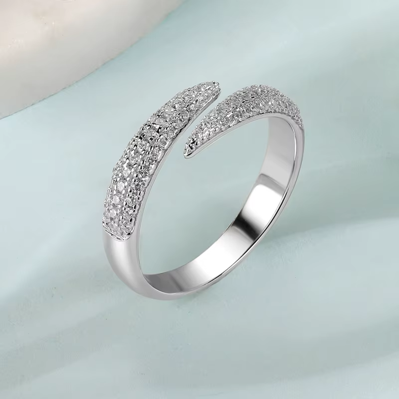 Irregular Unique Design Shining Zircon Creativity 925 Sterling Silver Pointed Ring