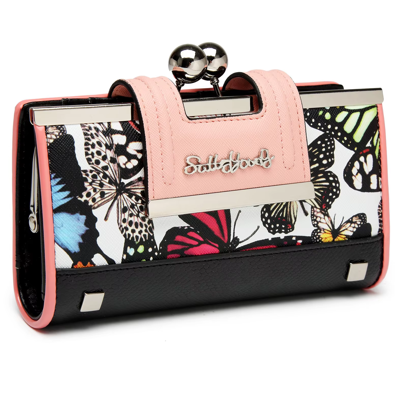 Floral Printing Hasp 10-card slots and clips Handbag Long Purse
