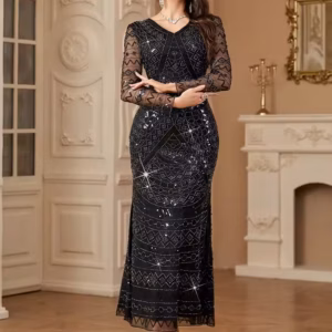 Luxury Elaborate Sequin Ankle-Length Beaded Prom Maxi Dresses