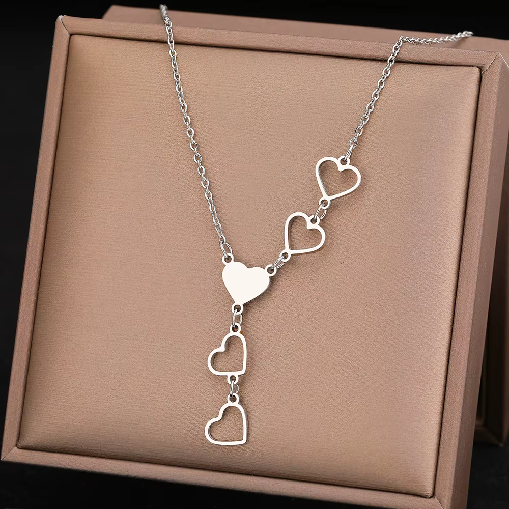 Luxury Elegant Stainless Stee Delicate Heart Pendant Charm Chain Necklace - Image 5