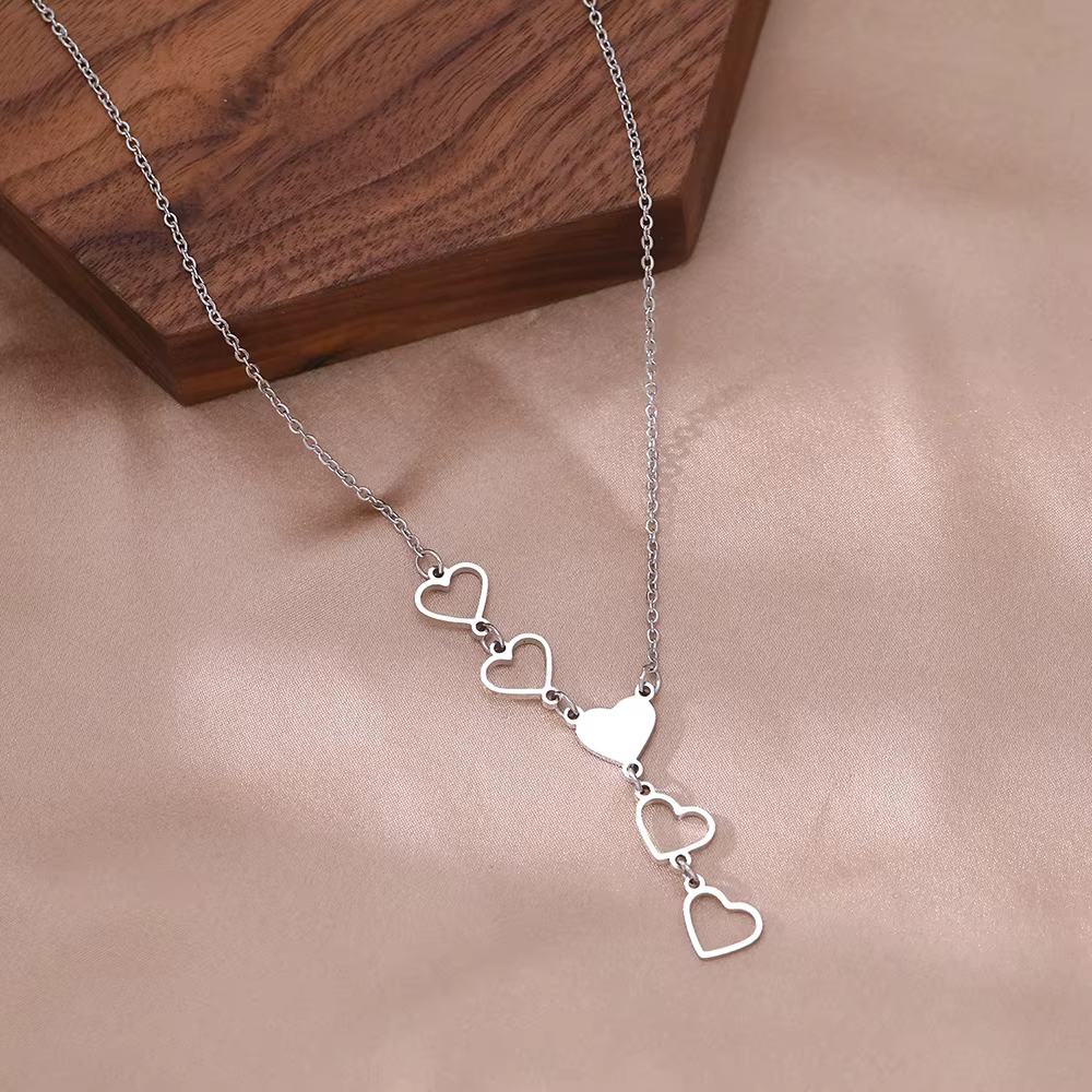 Luxury Elegant Stainless Stee Delicate Heart Pendant Charm Chain Necklace - Image 6