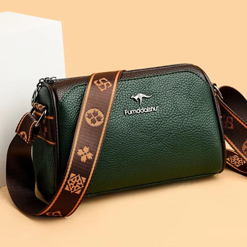 Luxury Leather Interior Slot Pocket Crossbody Messenger Bag - Image 2