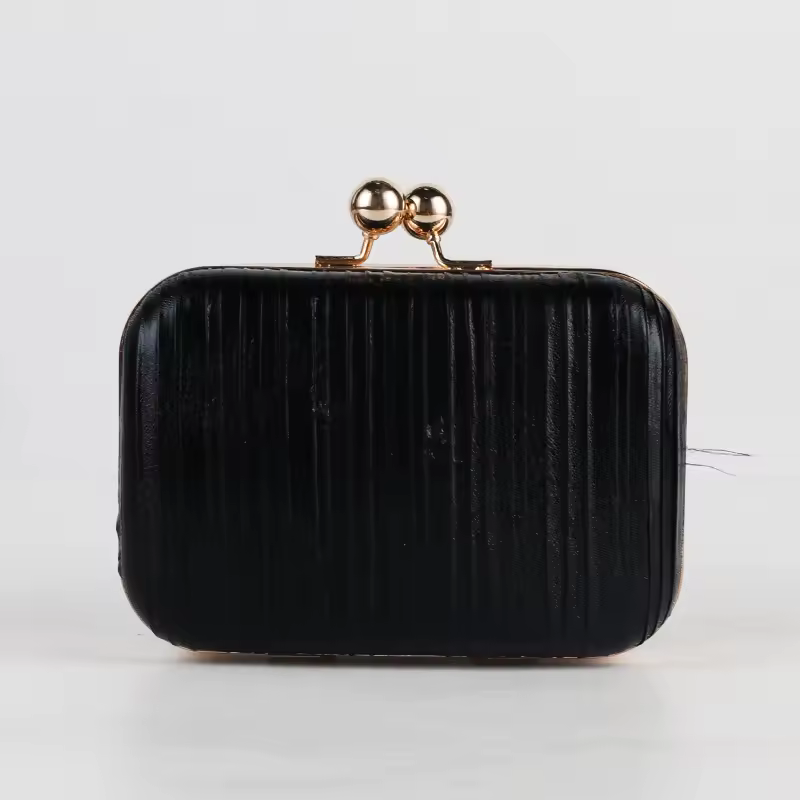 Luxury Metal Color Gold Pleated Sequins Evening Bling Clutch - Image 7