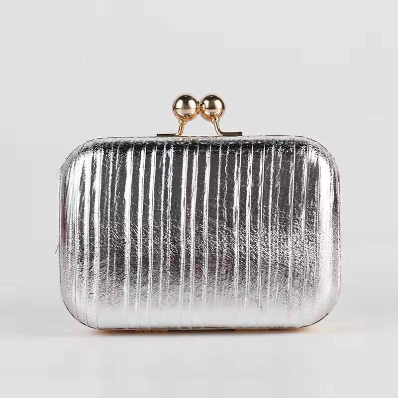 Luxury Metal Color Gold Pleated Sequins Evening Bling Clutch - Image 8