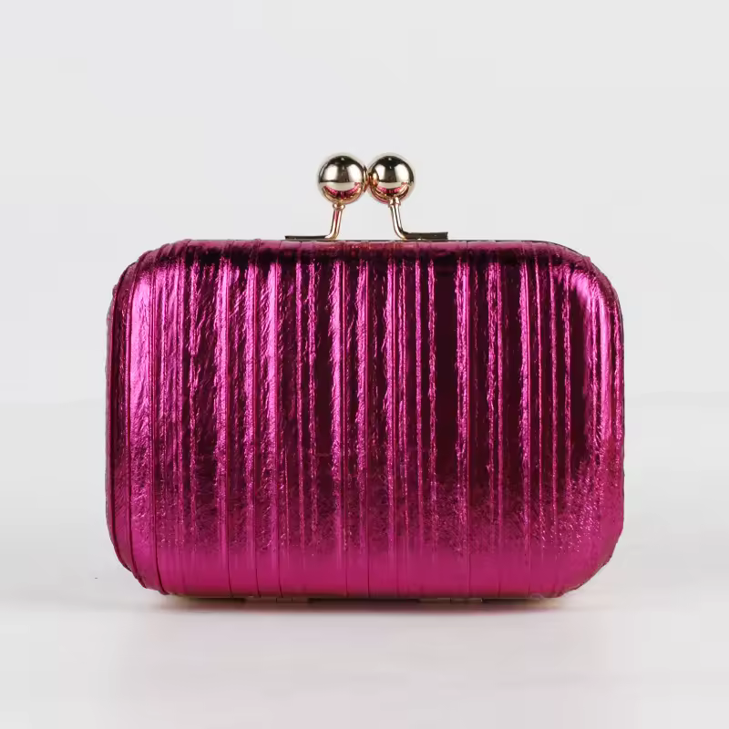 Luxury Metal Color Gold Pleated Sequins Evening Bling Clutch - Image 9