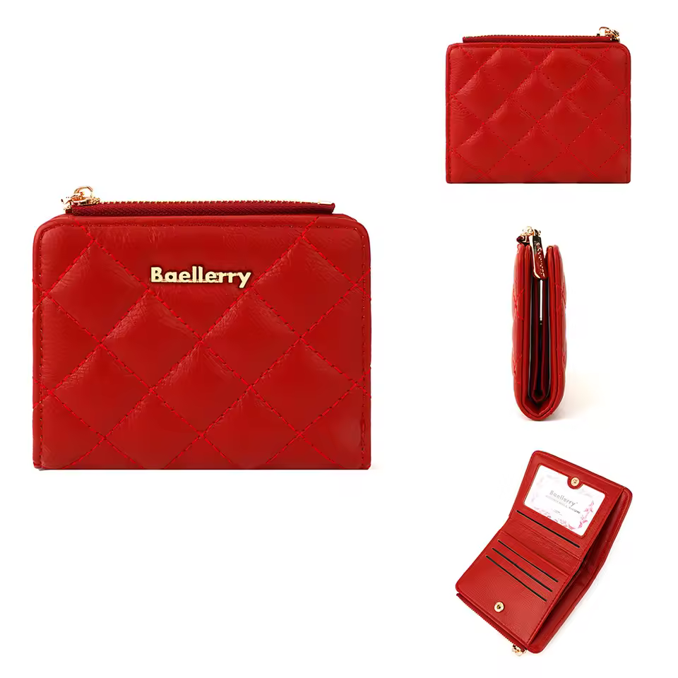 Luxury PU Leather Card Holder Coin Pocket Zipper Short Wallet