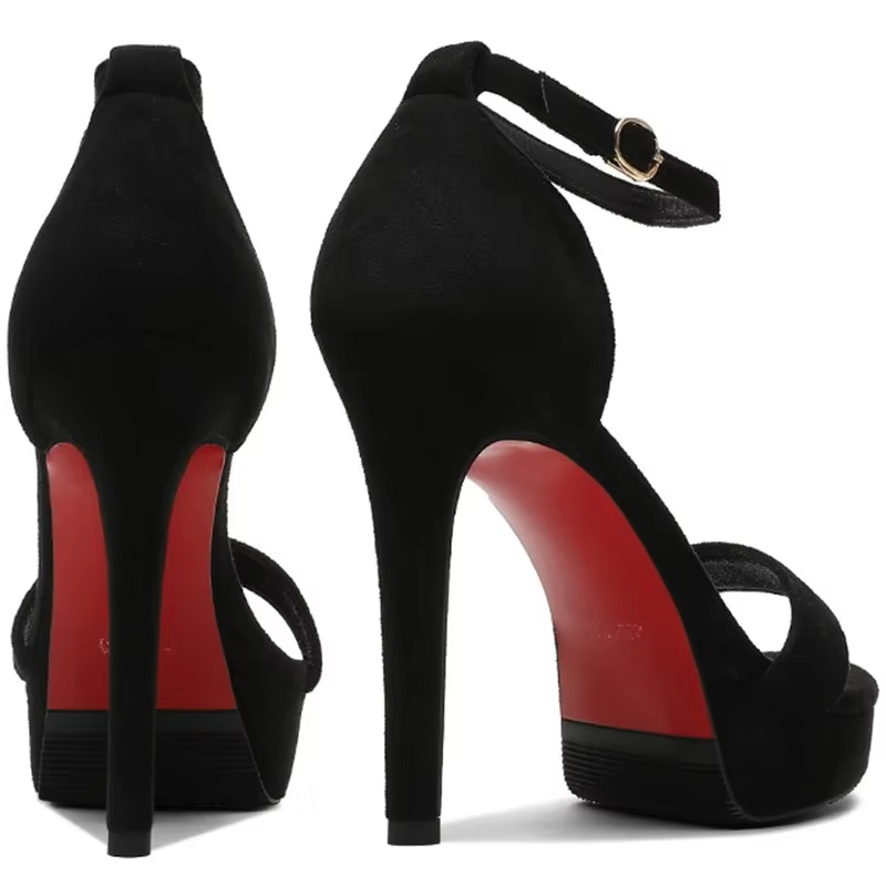 Luxury Platform Suede Strappy Shallow Catwalk Fetish Stiletto Heels - Image 6