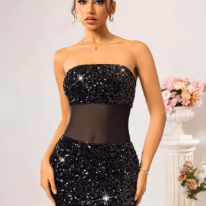 Luxury See Through Mesh Sequin Backless Bodycon Short Dresses
