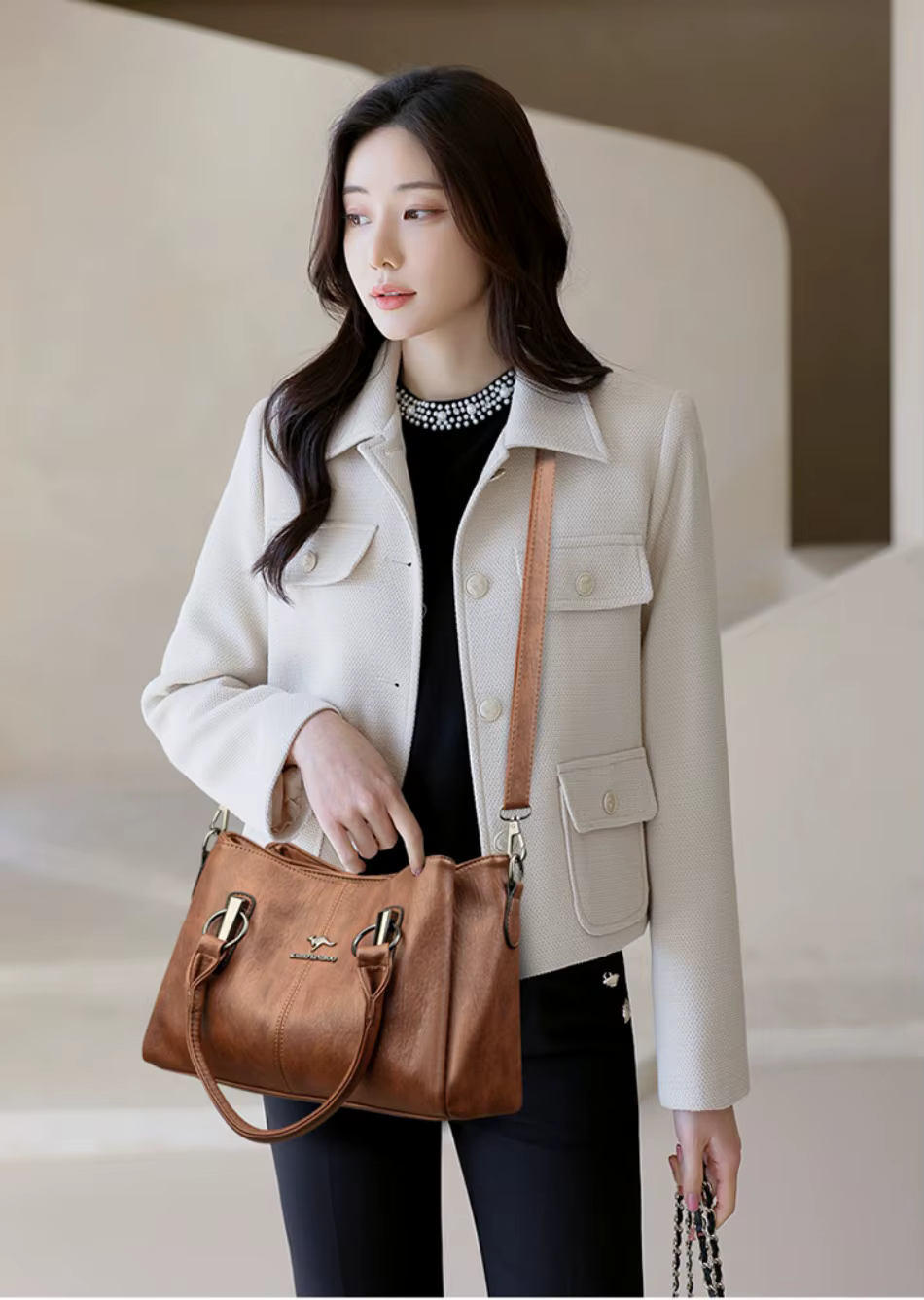 Luxury Sequined Soft Leather Designer High-capacity Casual Tote Hand Bags - Image 4