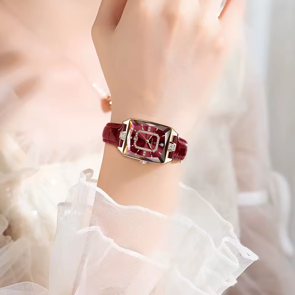 Luxury Waterproof Date Leather Quartz Rectangle Watches