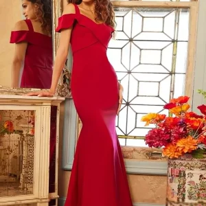 Luxuryt Floor-Length Short Sleeves Zipper Satin Fabric Formal Dresses