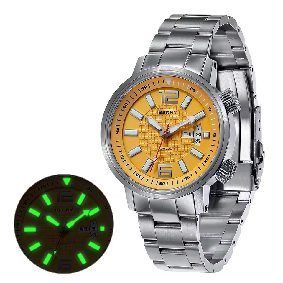 Men Sport Luminous Sapphire Waterproof Automatic Mechanical Wristwatch