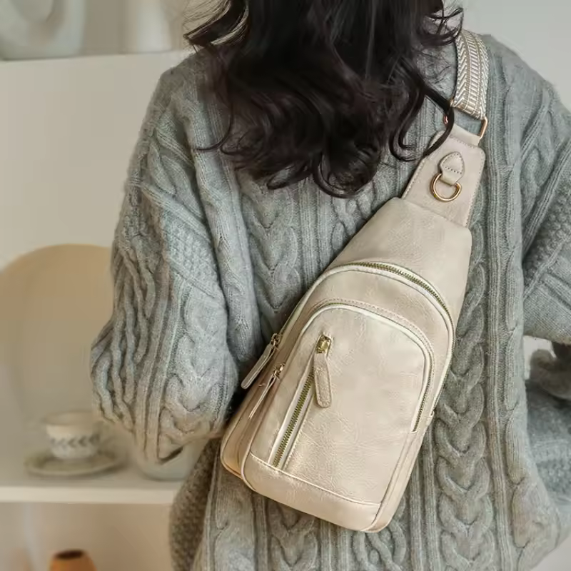 PU Leather Pack Crossbody Chest Main Shoulder Messenger Sling Bag