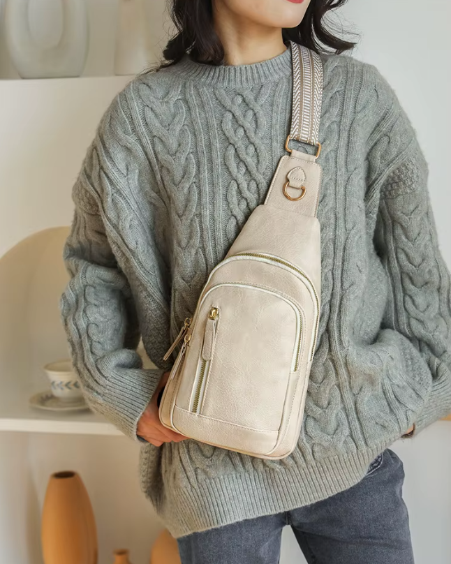 PU Leather Pack Crossbody Chest Main Shoulder Messenger Sling Bag - Image 2