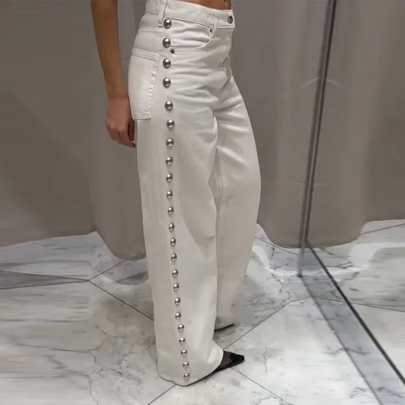 Pearl Low Waist Wide Leg Pocket Solid High Street Washed Denim Jean - Image 8