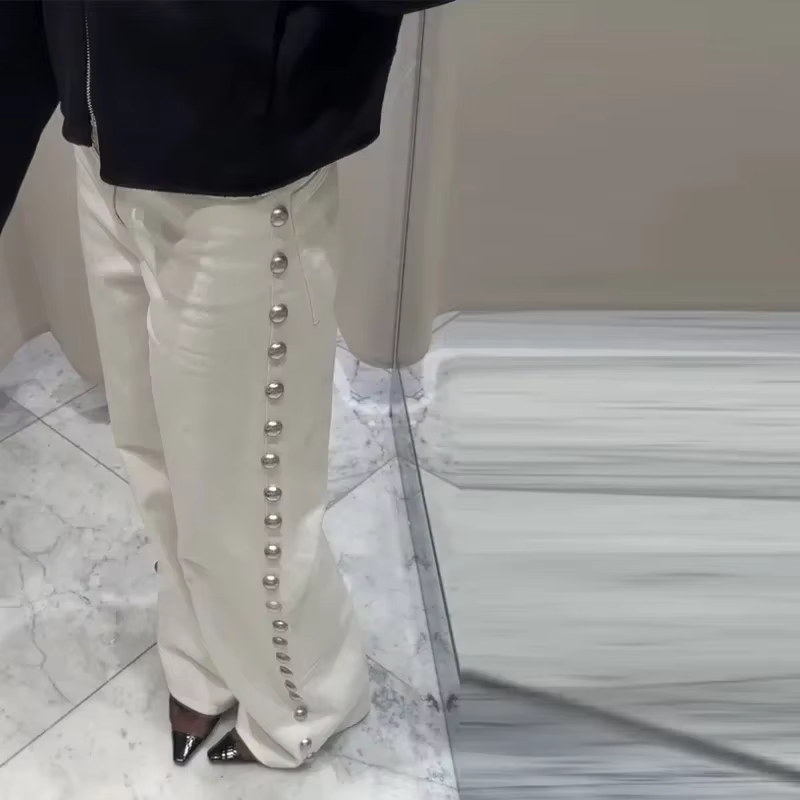 Pearl Low Waist Wide Leg Pocket Solid High Street Washed Denim Jean - Image 10