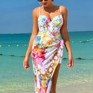 Print Sling Push Up Bodysuit Swimwear Cover Up Beach Bathing One Piece Swimsuit
