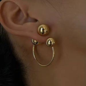 Retro Metal Style Fashion Front And Back High-Grade Simple Earrings