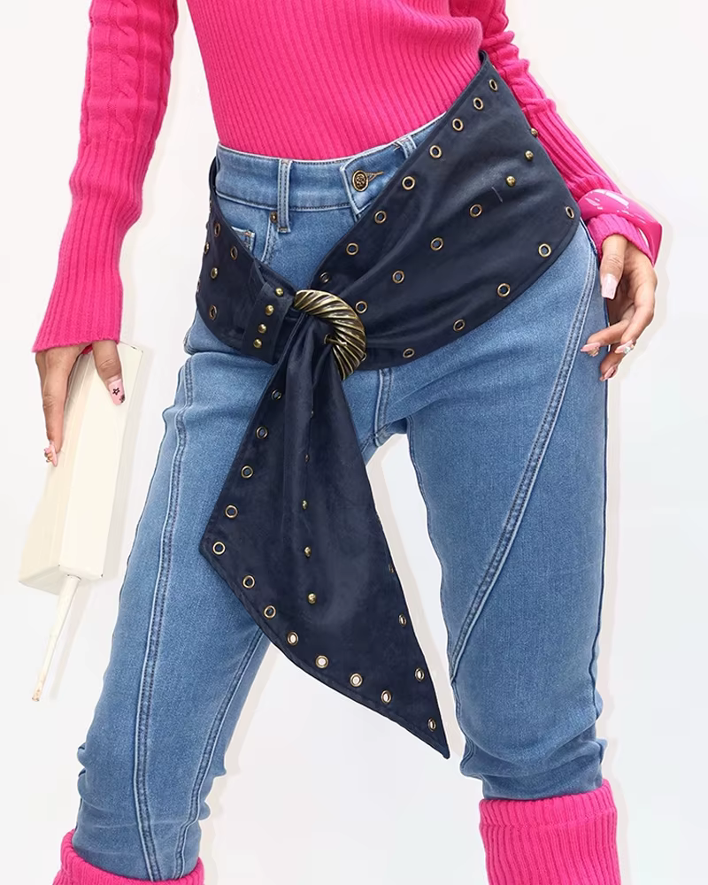 Retro Tassels Waistband Western Cowboy Trendy Metal Buckle Gothic Jeans Belt