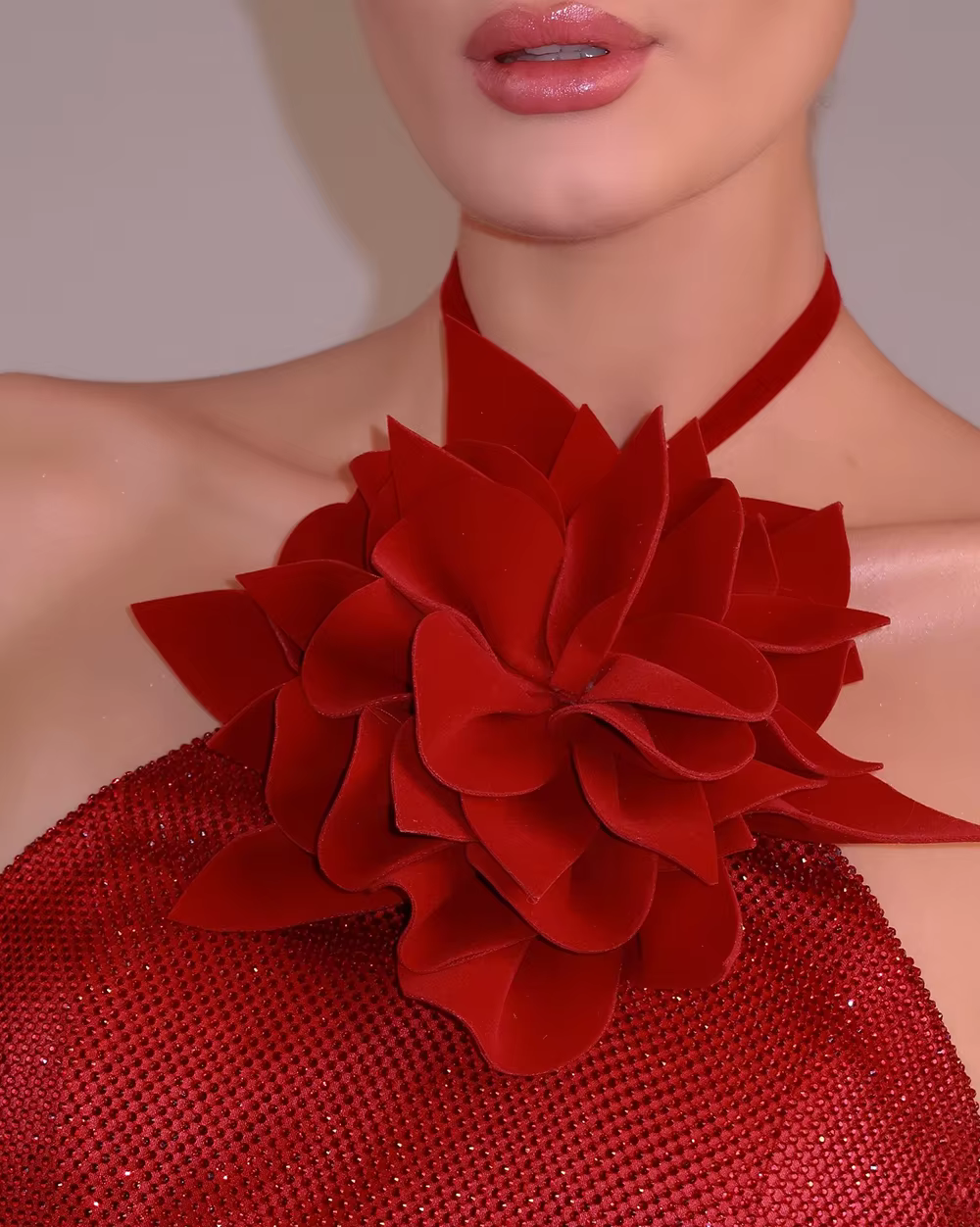 Rhinestone Halter Diamond Backless Elasticity Maxi Dress - Image 3