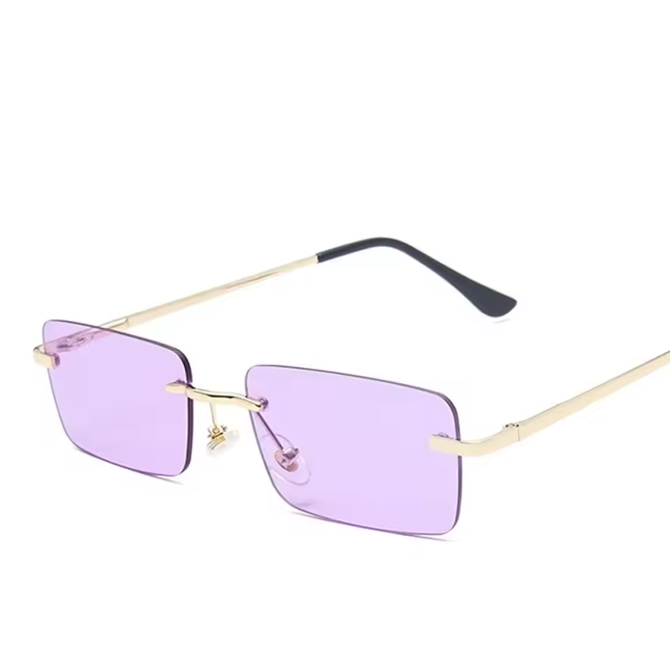 Rimless Rectangle UV400 Driving Square Small Size Sun Glasses - Image 6