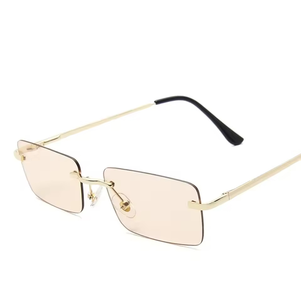Rimless Rectangle UV400 Driving Square Small Size Sun Glasses - Image 7