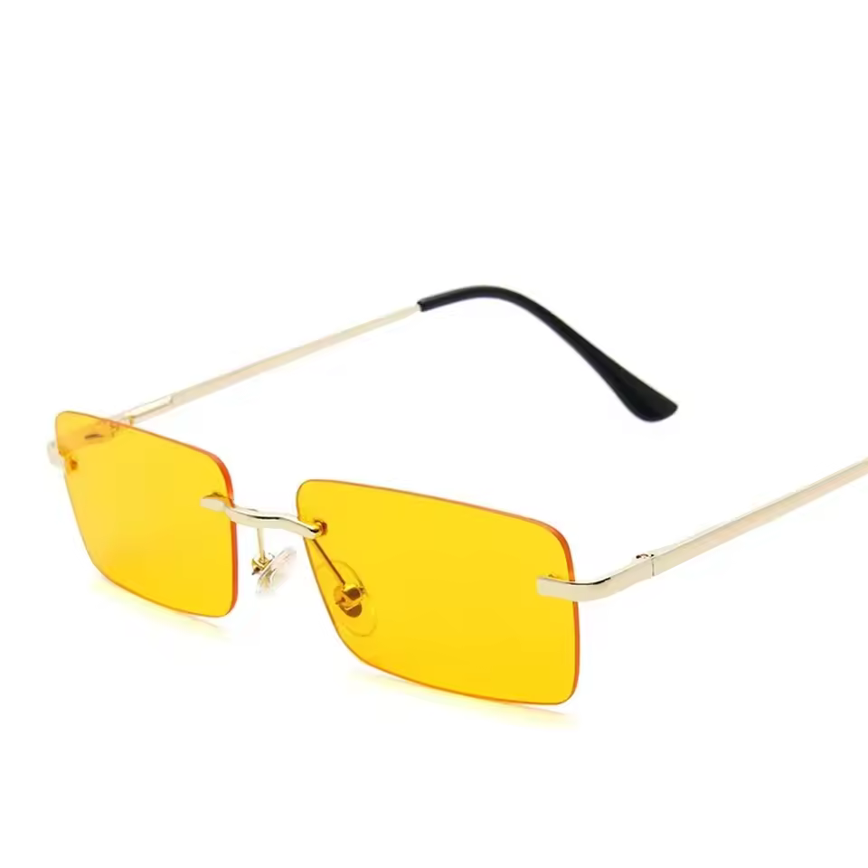 Rimless Rectangle UV400 Driving Square Small Size Sun Glasses - Image 8