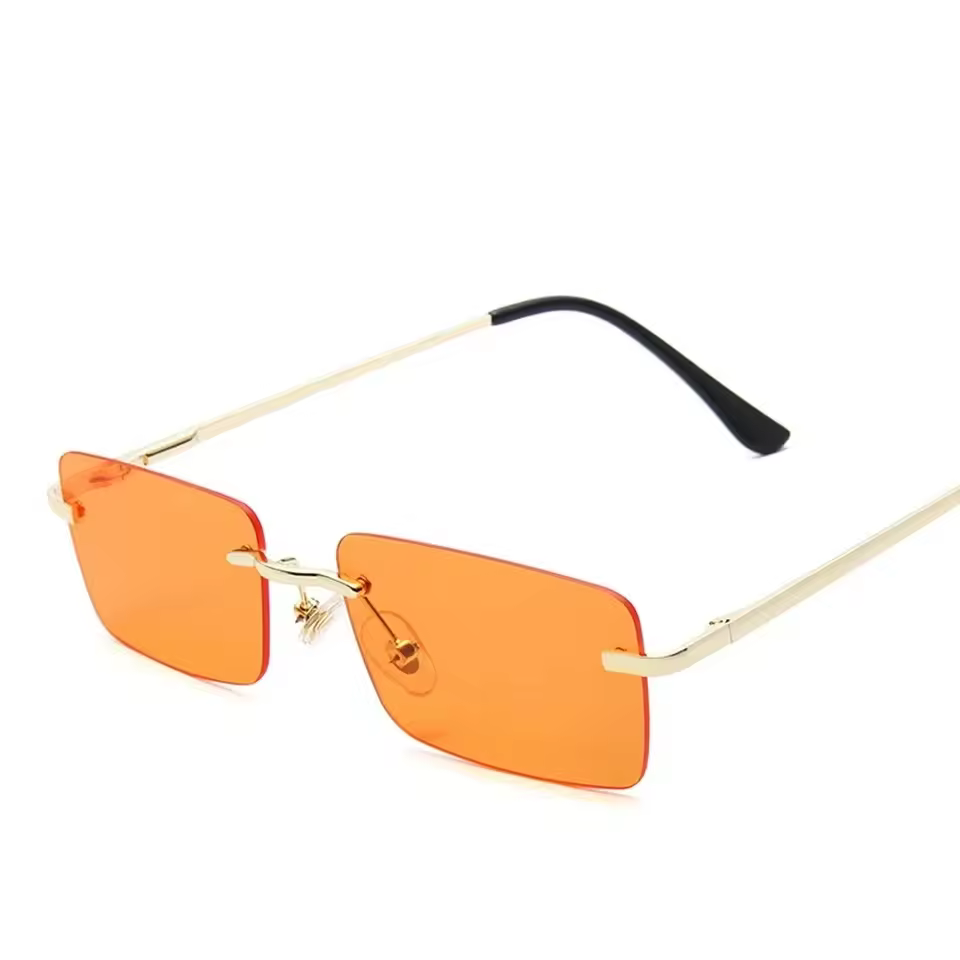 Rimless Rectangle UV400 Driving Square Small Size Sun Glasses - Image 10