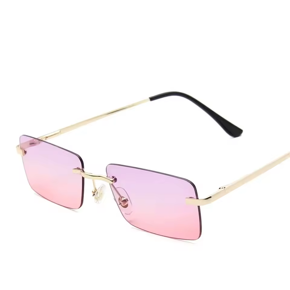 Rimless Rectangle UV400 Driving Square Small Size Sun Glasses - Image 11