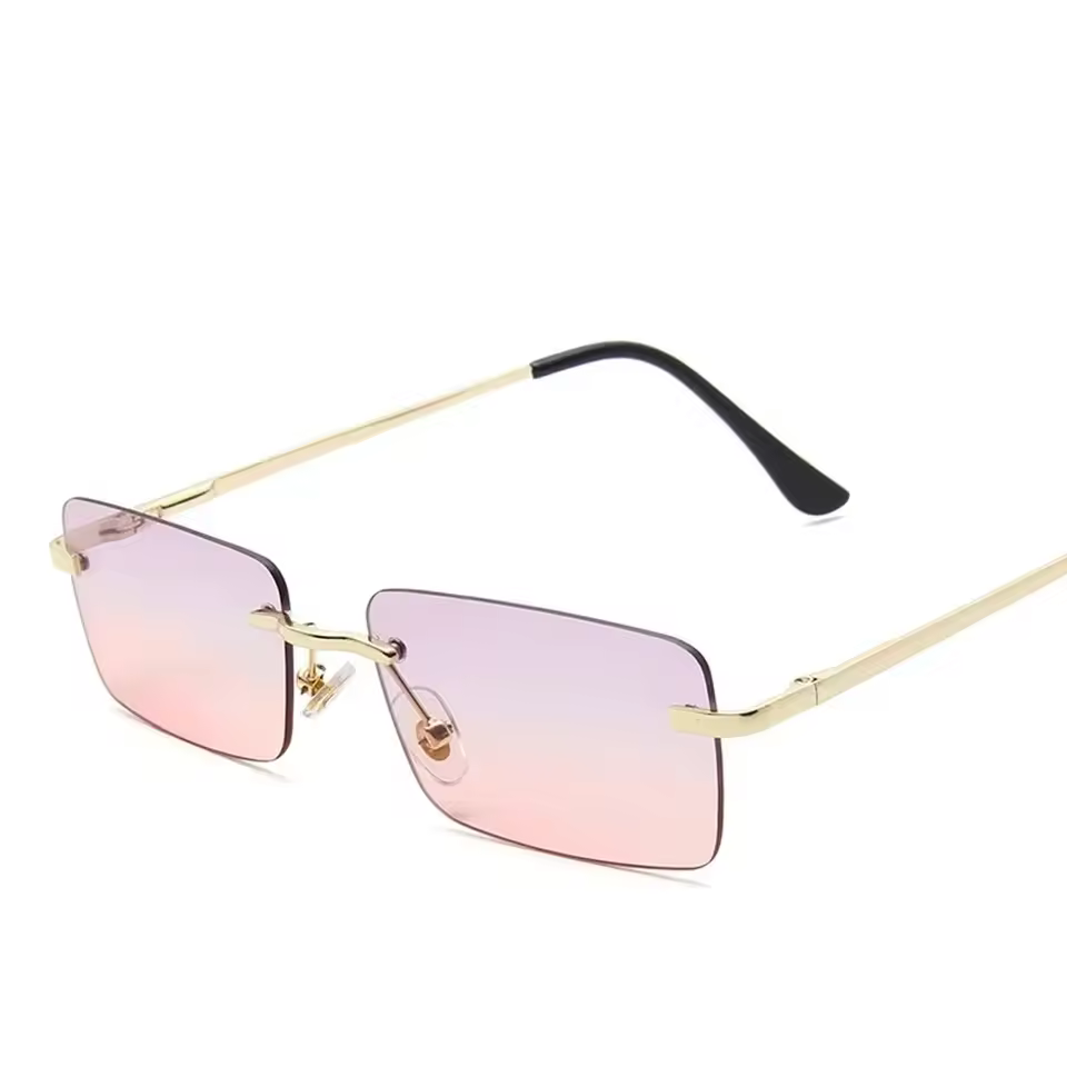 Rimless Rectangle UV400 Driving Square Small Size Sun Glasses - Image 12